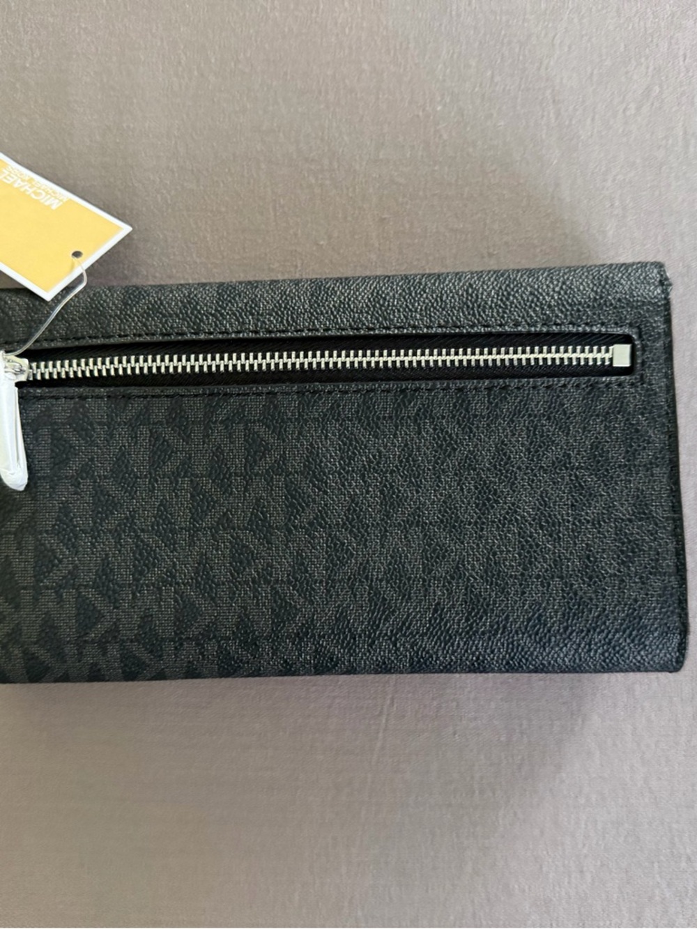 Michael Kors Black Signature Continental Wallet with Silver Logo - Picture 2 of 3